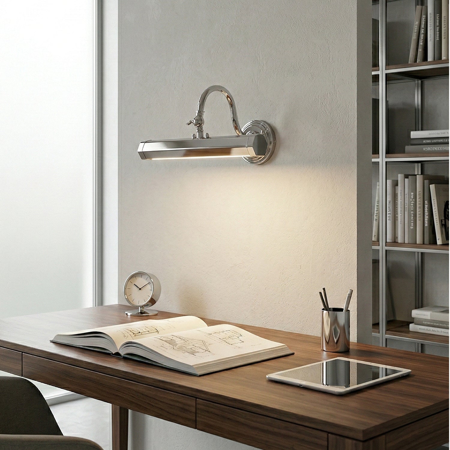 Verstelbare Design Wandlamp met Zwanenhals – IJzeren Picture Light met G9 Fitting in Chroom, Zwart of Koper | Sansoti