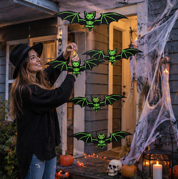 Hangende 3D Vleermuizen Glow-in-the-Dark 10 Stuks Halloween Decoratie Feest Indoor Outdoor Wanddecoratie | Sansoti