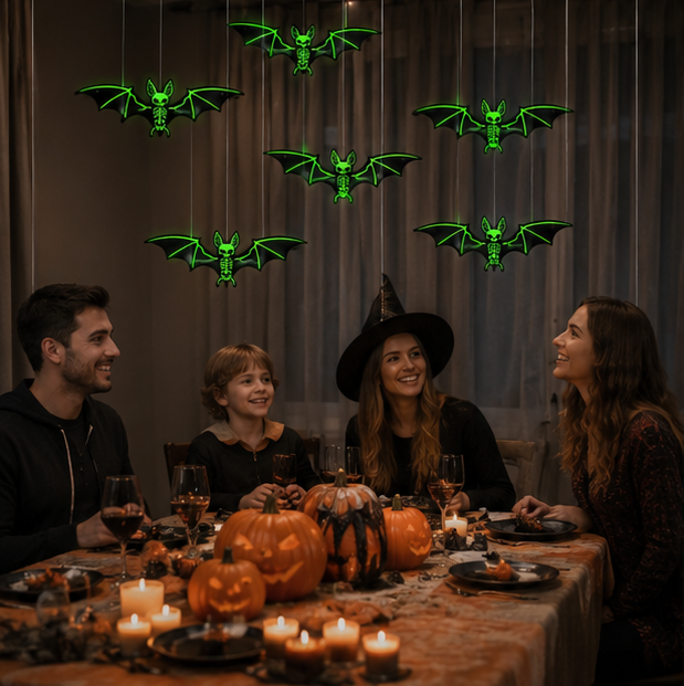 Hangende 3D Vleermuizen Glow-in-the-Dark 10 Stuks Halloween Decoratie Feest Indoor Outdoor Wanddecoratie | Sansoti