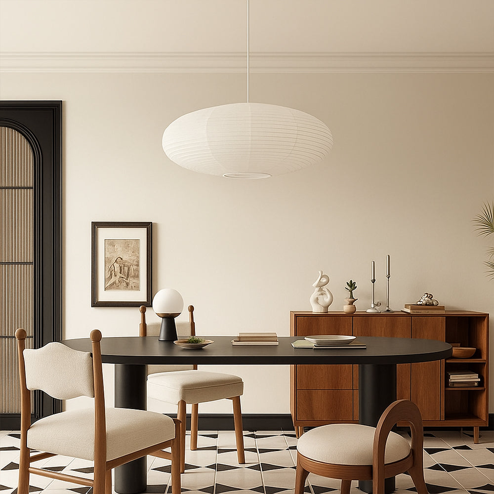 Handmade Cotton Paper Pendant Light Ø50/60cm E27 Wabi-Sabi Style Lighting Dining Room Bar Minimalist Design | Sansoti