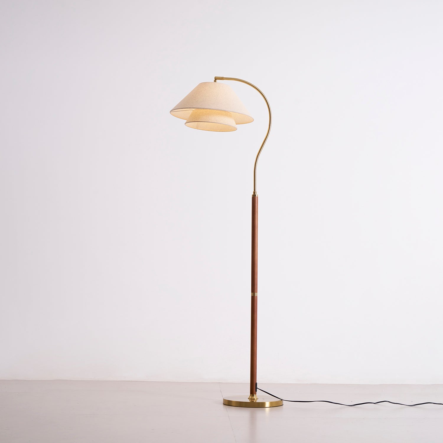 Vloerlamp Gelaagde Stof Kappen Hout Metaal Goud Chroom Walnoot Zwart E27 Woonkamer | Sansoti