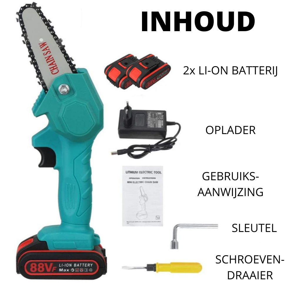Draadloze Accu Kettingzaag Mini Eenhandig Tuingereedschap voor Snoeien Zagen Takken 88V Tuinonderhoud | Sansoti