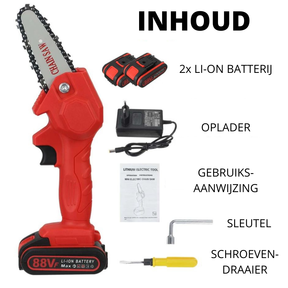 Draadloze Accu Kettingzaag Mini Eenhandig Tuingereedschap voor Snoeien Zagen Takken 88V Tuinonderhoud | Sansoti