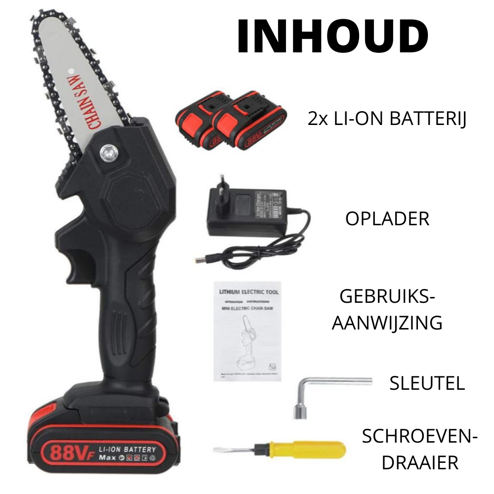 Draadloze Accu Kettingzaag Mini Eenhandig Tuingereedschap voor Snoeien Zagen Takken 88V Tuinonderhoud | Sansoti