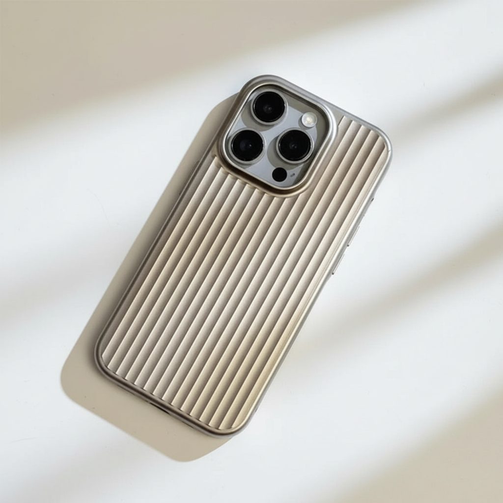 Smartphone Hoesje met Geribbelde Textuur en Metallic Afwerking Stofdicht | Sansoti