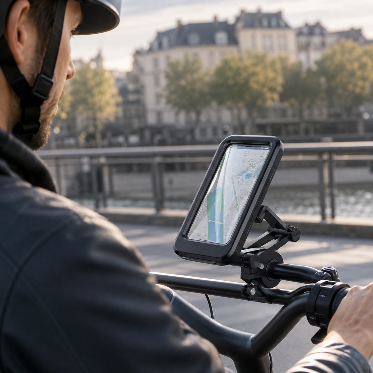 Smartphone-Halterung Motorrad Wasserdicht 360° Drehbar Fahrrad-Handyhalterung Lenkerbefestigung Universal Schwarz | Sansoti