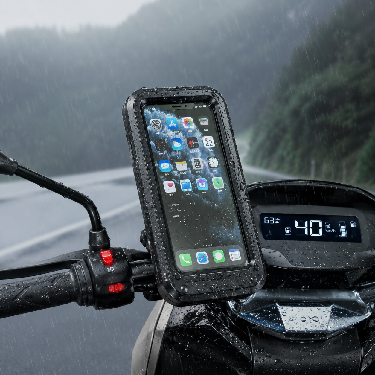 Smartphone-Halterung Motorrad Wasserdicht 360° Drehbar Fahrrad-Handyhalterung Lenkerbefestigung Universal Schwarz | Sansoti
