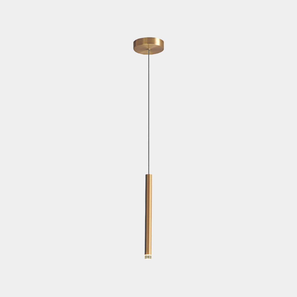 Goldene Pendelleuchte mit schlanker LED-Röhre, verstellbar, 3 Lichttemperaturen, modernes minimalistisches Design aus Aluminium | Sansoti