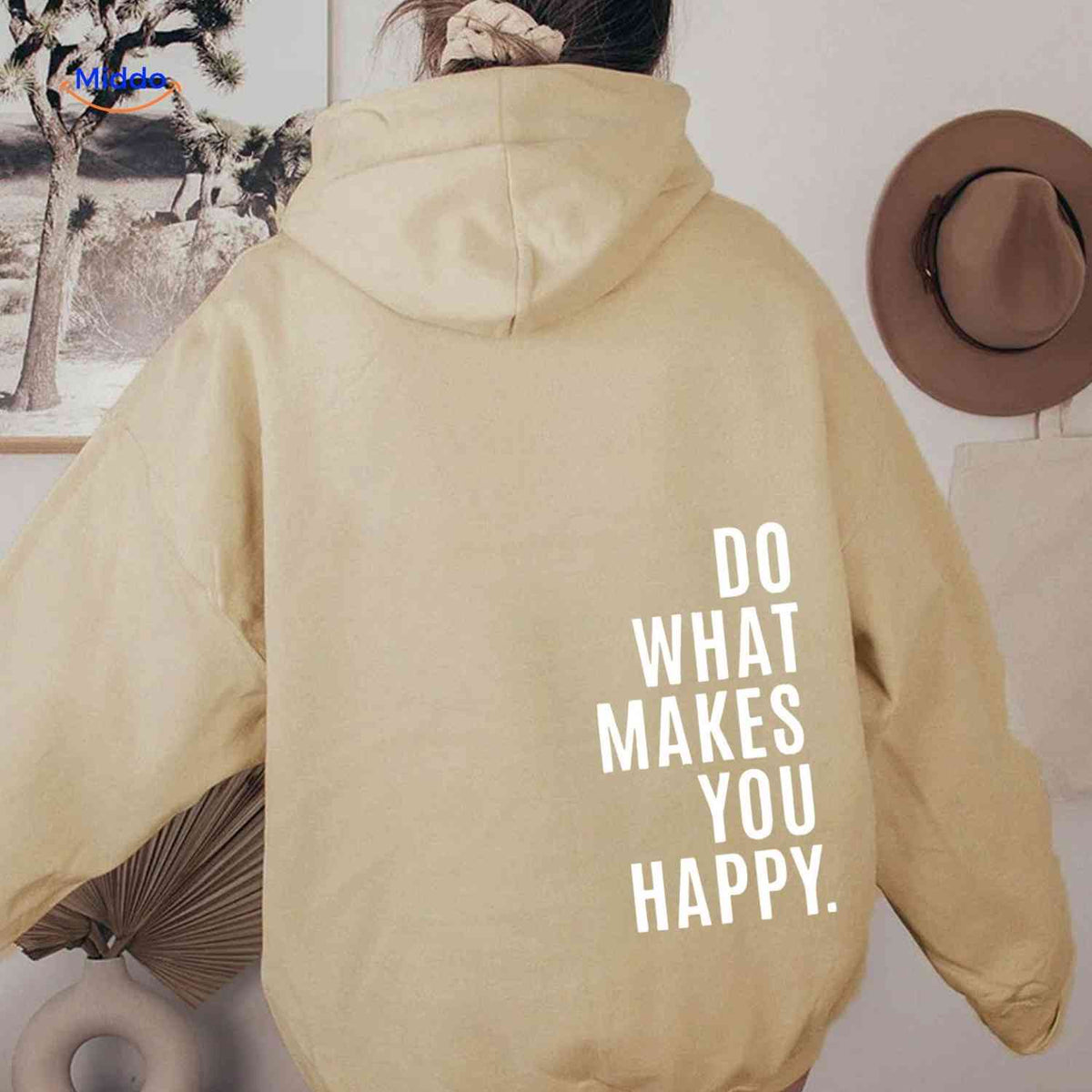 Oversized-Hoodie für Damen aus Baumwollmischung mit motivierendem Text, Streetwear-Schnitt, bequem, lässige Saisonkleidung | Sansoti