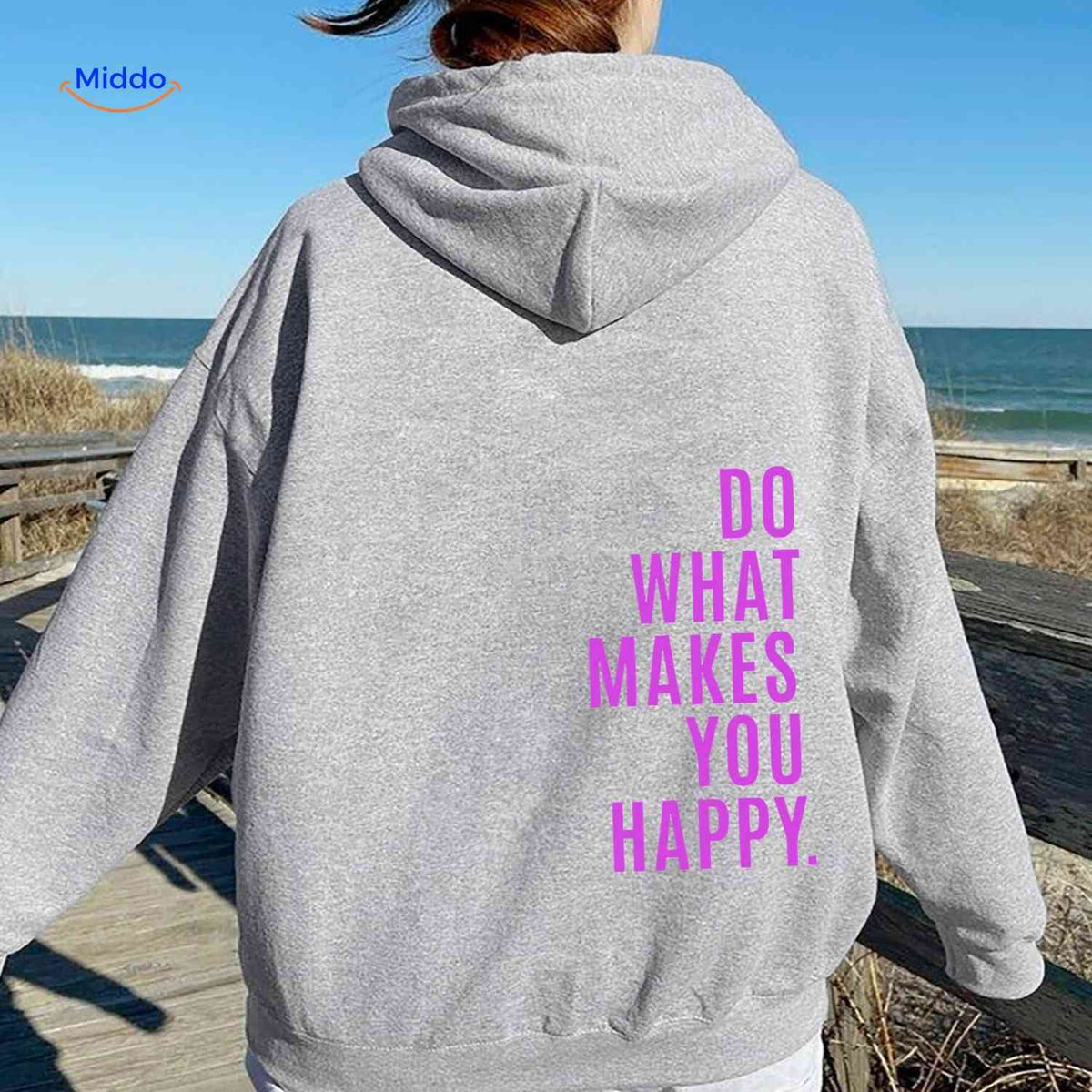 Oversized-Hoodie für Damen aus Baumwollmischung mit motivierendem Text, Streetwear-Schnitt, bequem, lässige Saisonkleidung | Sansoti