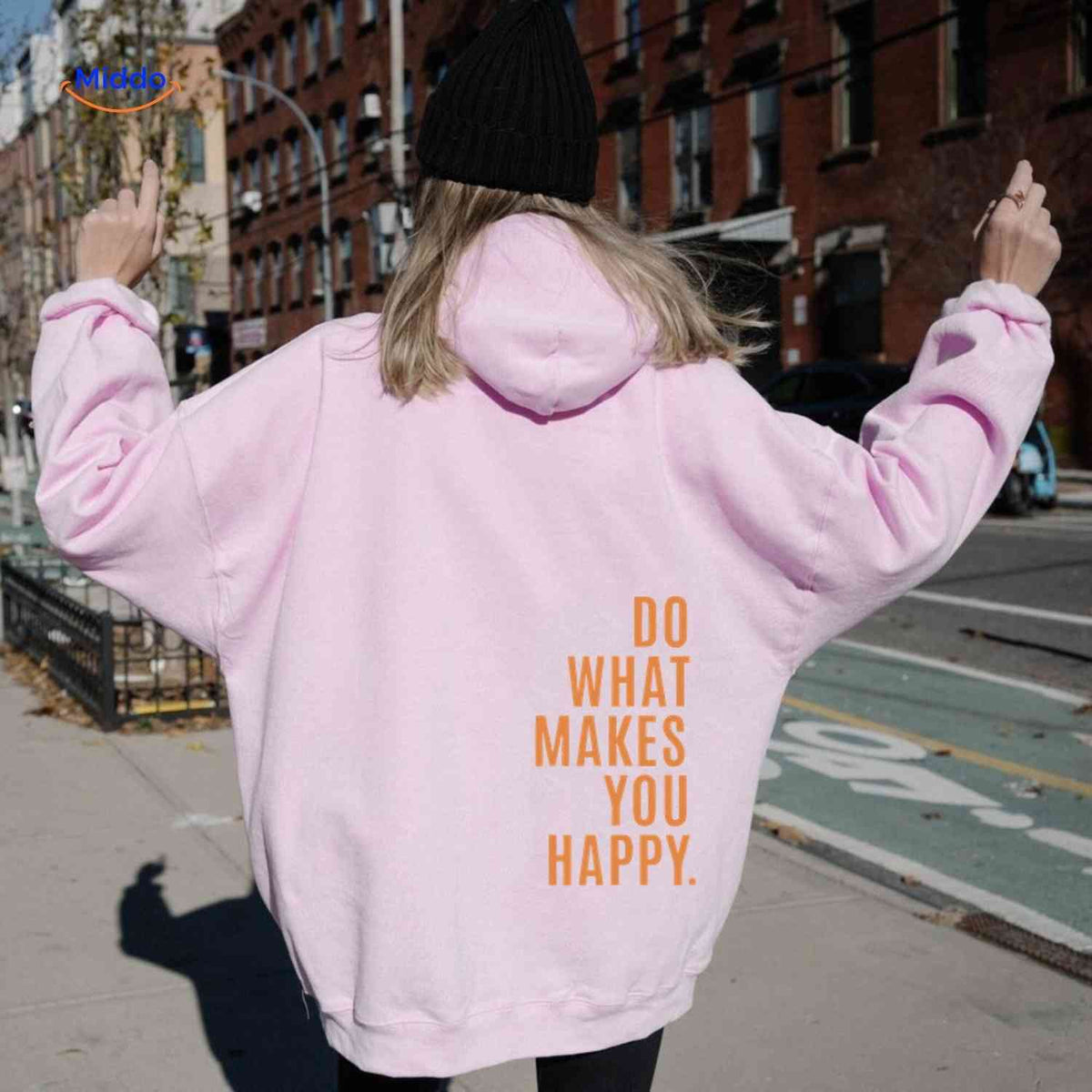 Oversized-Hoodie für Damen aus Baumwollmischung mit motivierendem Text, Streetwear-Schnitt, bequem, lässige Saisonkleidung | Sansoti