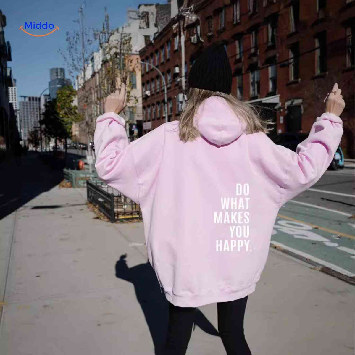 Oversized-Hoodie für Damen aus Baumwollmischung mit motivierendem Text, Streetwear-Schnitt, bequem, lässige Saisonkleidung | Sansoti