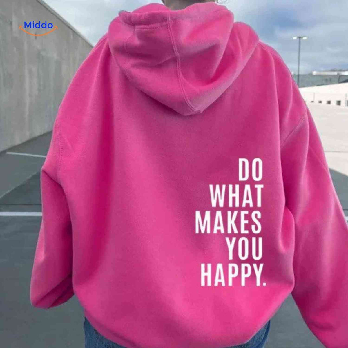 Oversized-Hoodie für Damen aus Baumwollmischung mit motivierendem Text, Streetwear-Schnitt, bequem, lässige Saisonkleidung | Sansoti