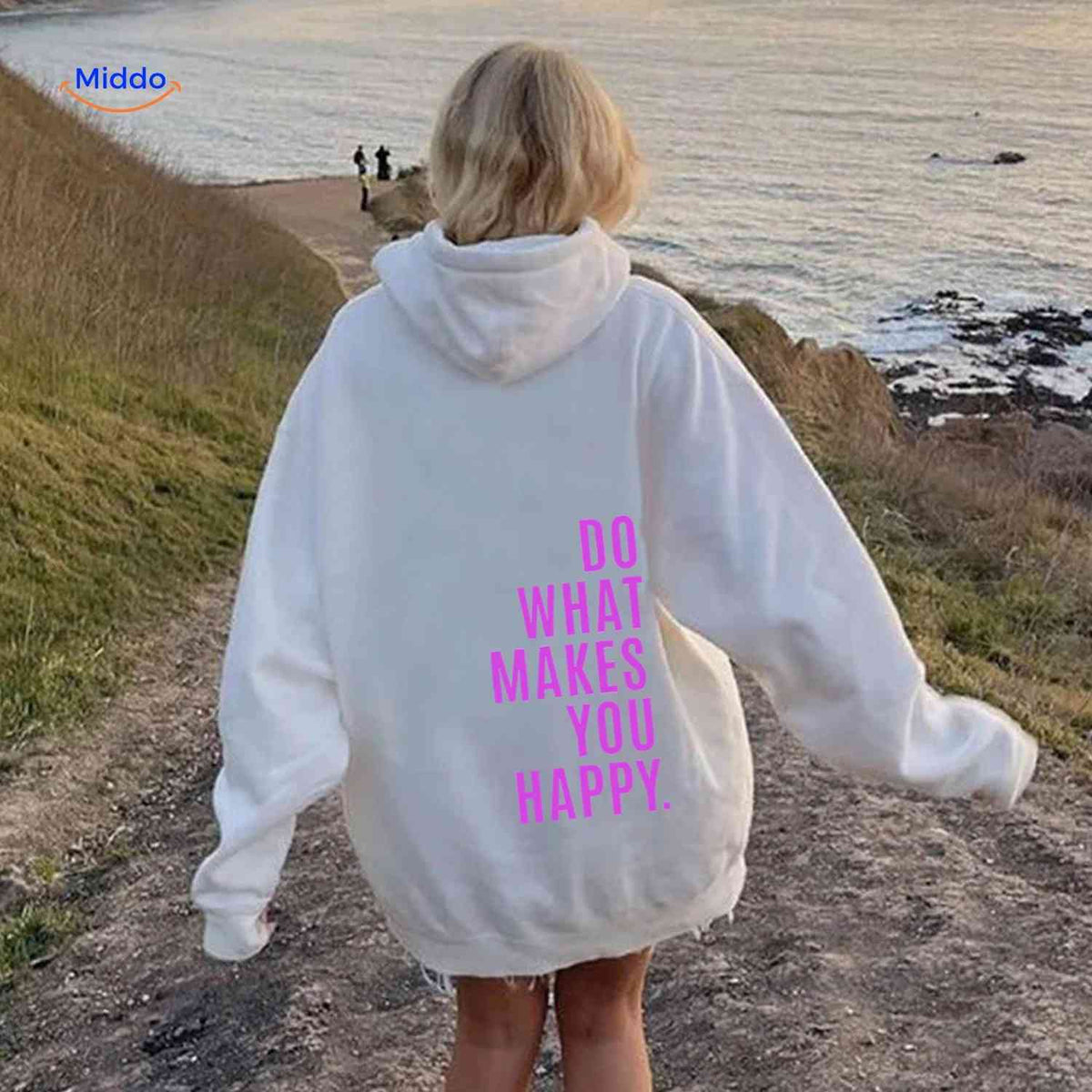 Oversized-Hoodie für Damen aus Baumwollmischung mit motivierendem Text, Streetwear-Schnitt, bequem, lässige Saisonkleidung | Sansoti