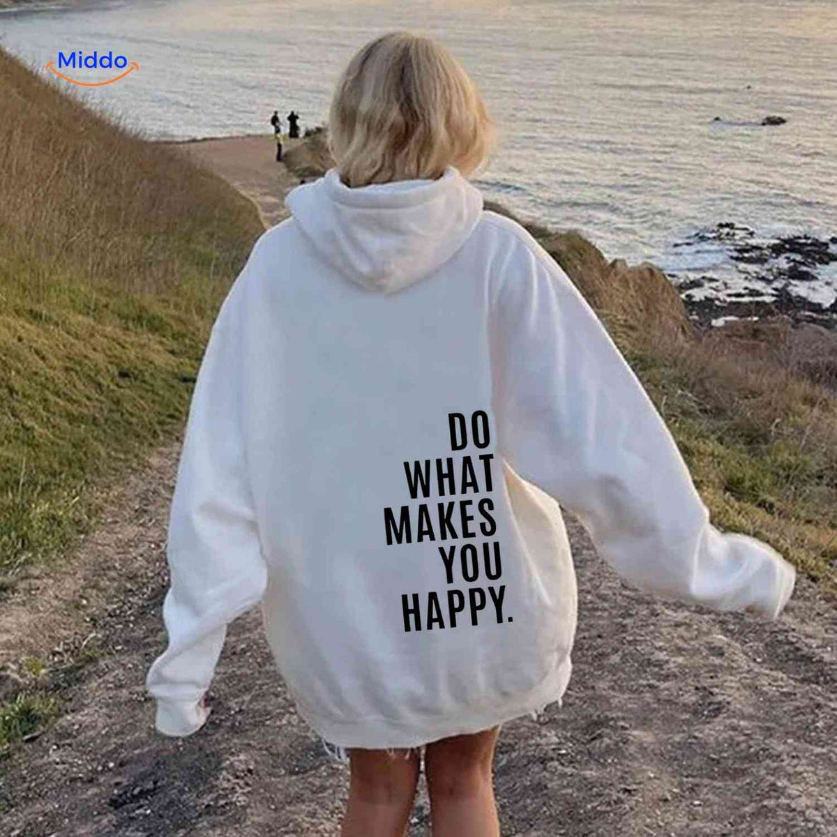 Oversized-Hoodie für Damen aus Baumwollmischung mit motivierendem Text, Streetwear-Schnitt, bequem, lässige Saisonkleidung | Sansoti