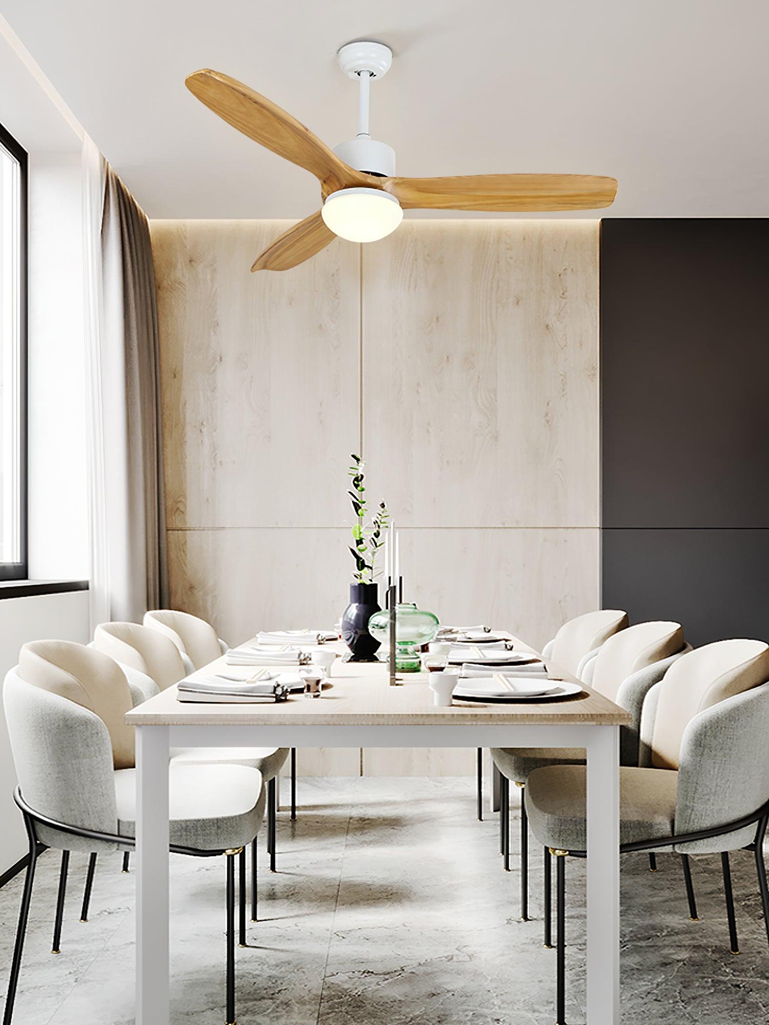 Scandinavische Plafondventilator met Verlichting Elegance Naturel – Vierkanten Houten Bladen met LED-Lamp & Afstandsbediening | Sansoti