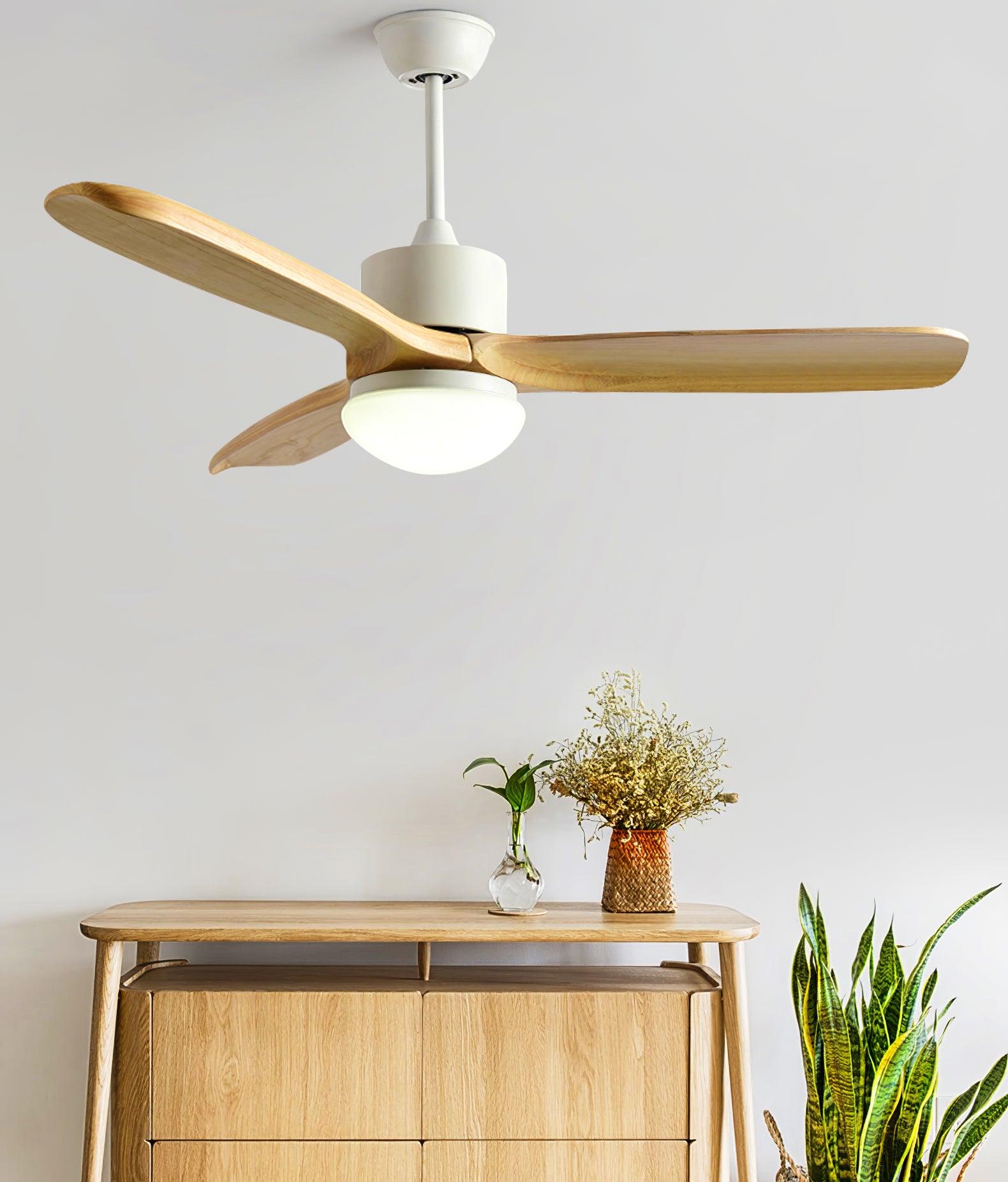 Scandinavische Plafondventilator met Verlichting Elegance Naturel – Vierkanten Houten Bladen met LED-Lamp & Afstandsbediening | Sansoti