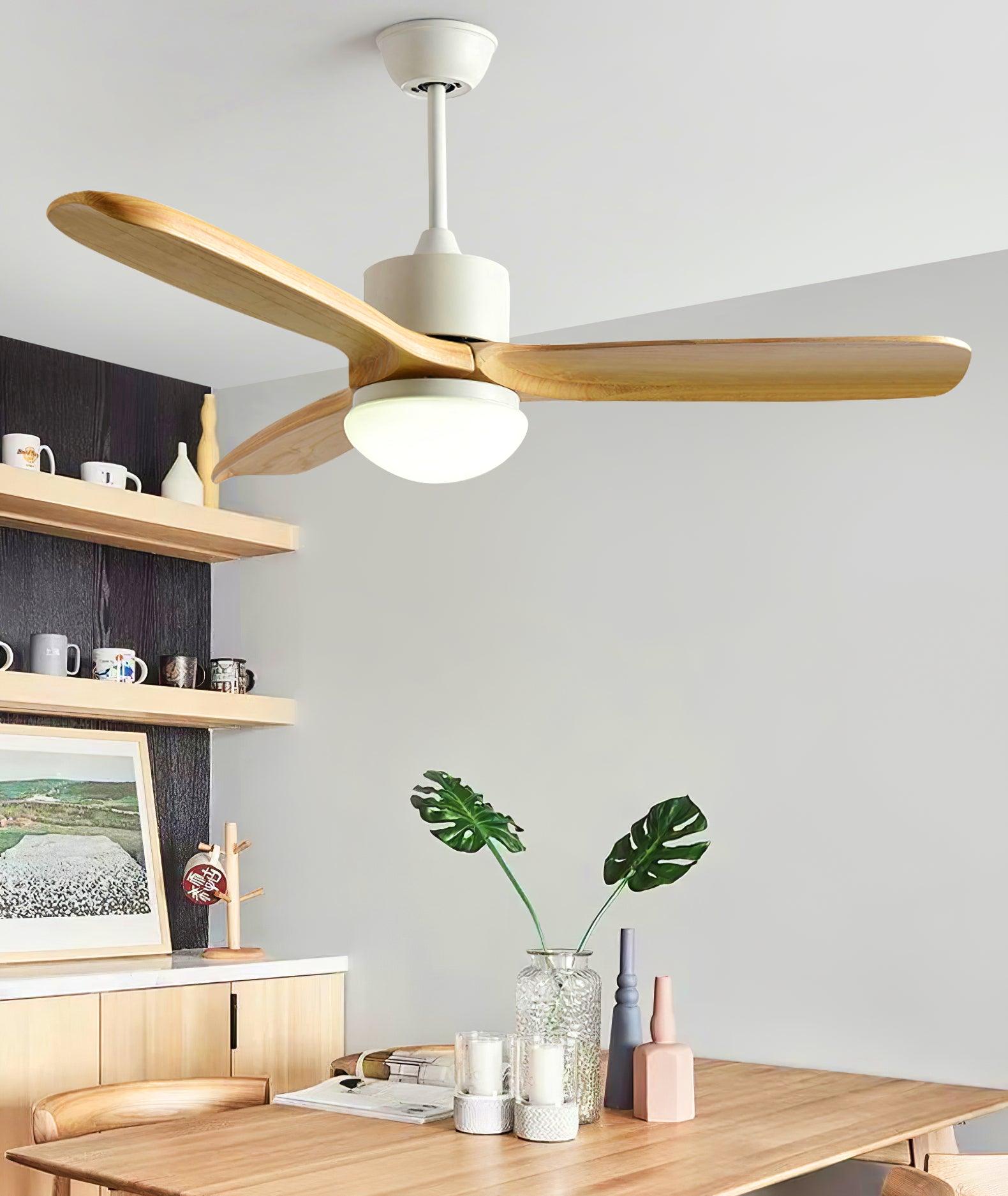 Scandinavische Plafondventilator met Verlichting Elegance Naturel – Vierkanten Houten Bladen met LED-Lamp & Afstandsbediening | Sansoti