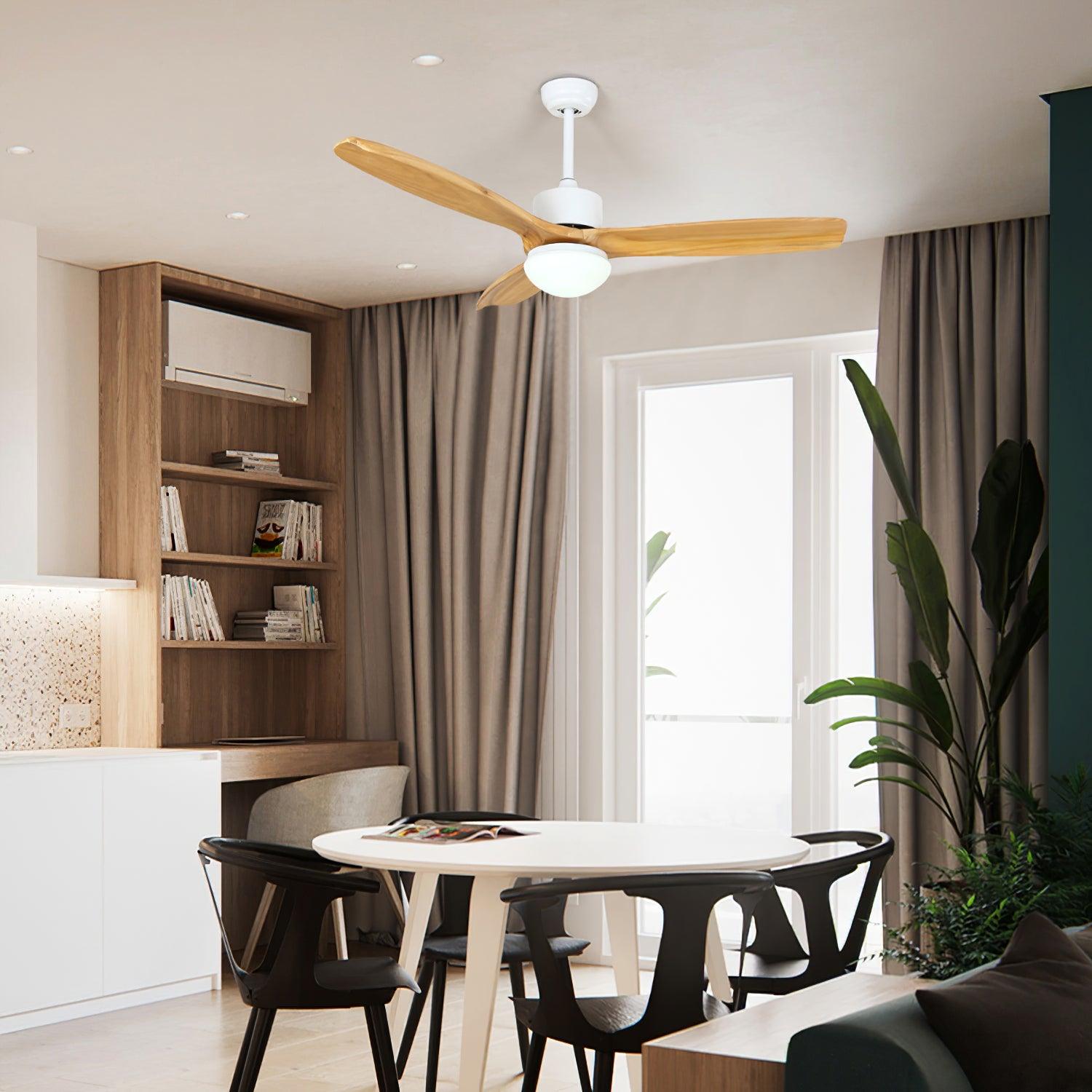 Scandinavische Plafondventilator met Verlichting Elegance Naturel – Vierkanten Houten Bladen met LED-Lamp & Afstandsbediening | Sansoti