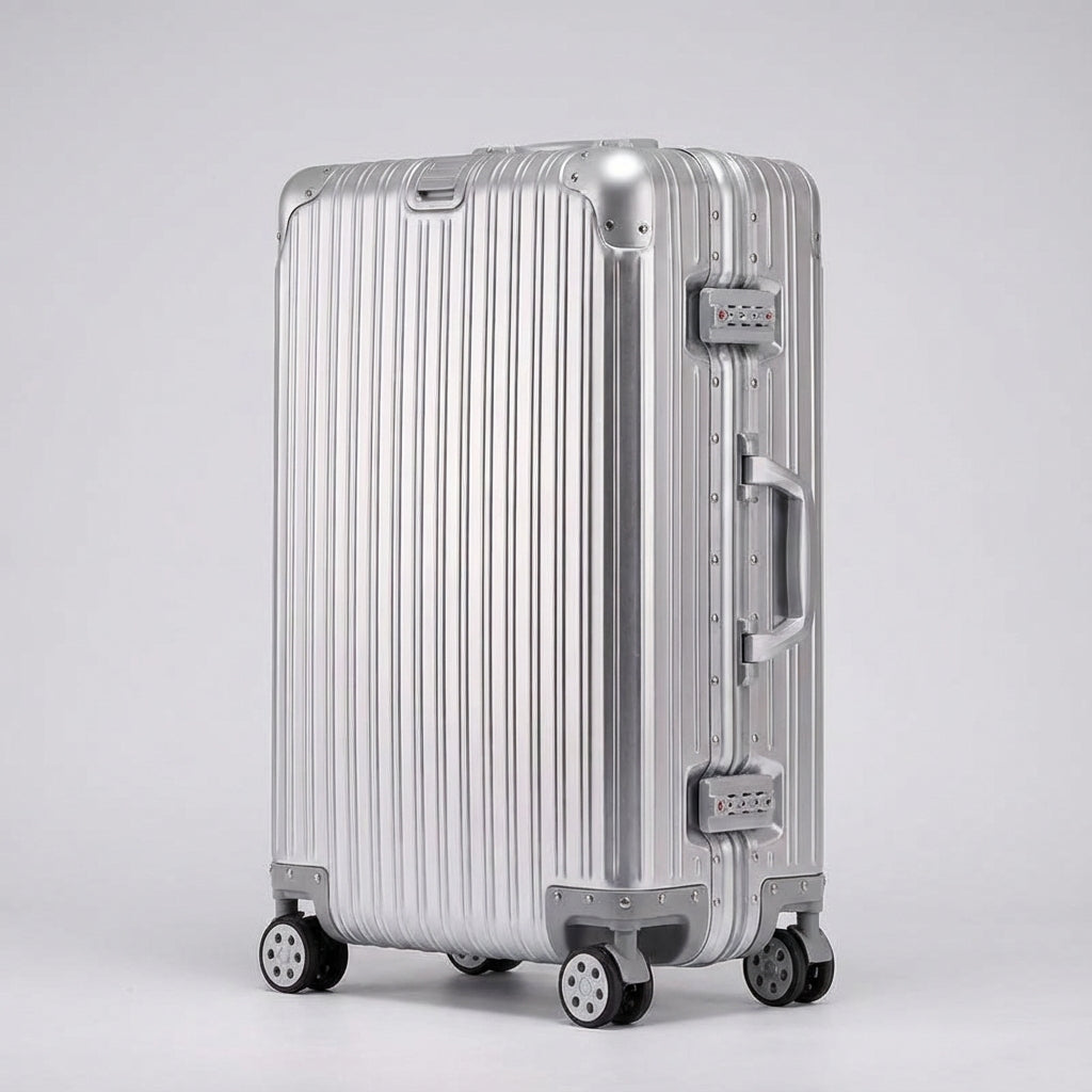 Hardshell Reiskoffer Aluminium-Magnesium Wieltjes TSA-Slot Handbagage XL Vakantie Business Travel Trolley | Sansoti