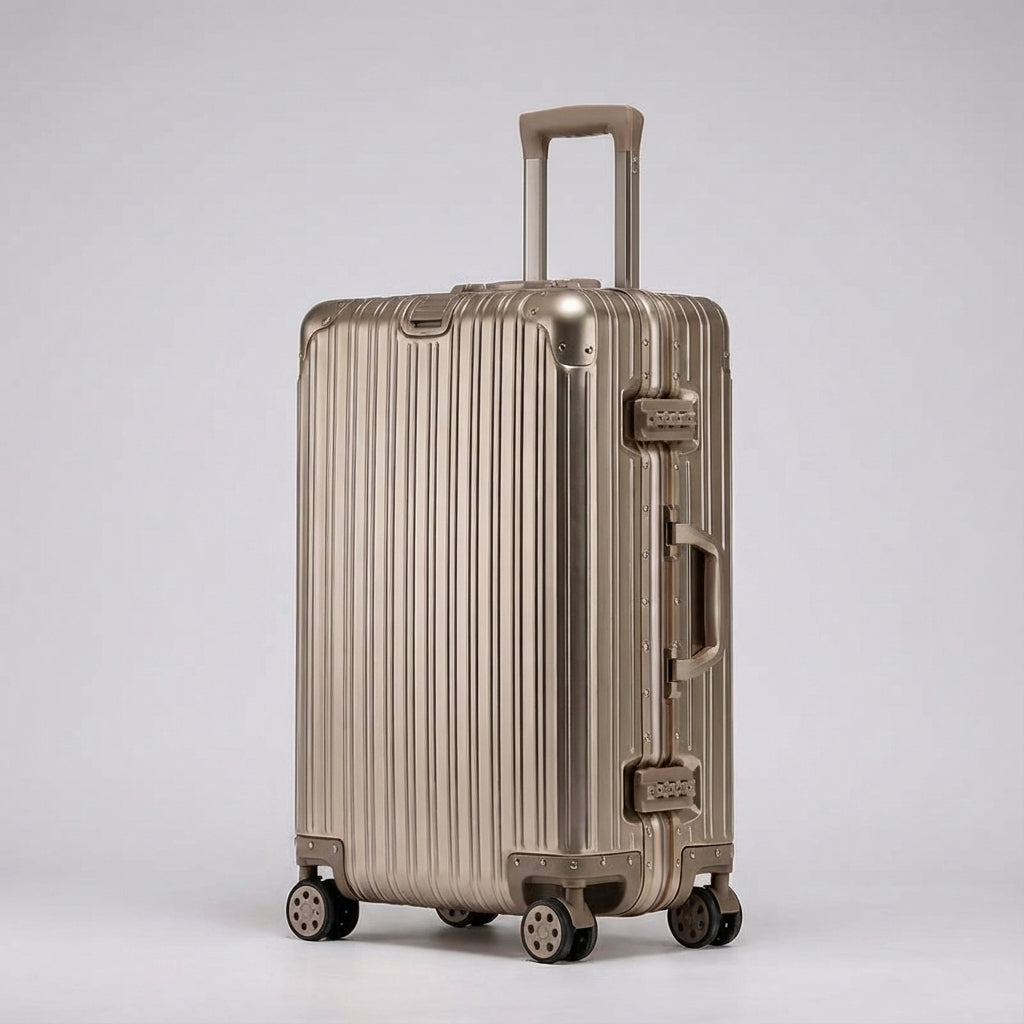 Hardshell Reiskoffer Aluminium-Magnesium Wieltjes TSA-Slot Handbagage XL Vakantie Business Travel Trolley | Sansoti