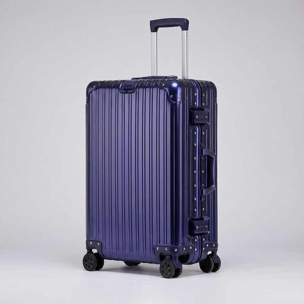 Hardshell Reiskoffer Aluminium-Magnesium Wieltjes TSA-Slot Handbagage XL Vakantie Business Travel Trolley | Sansoti