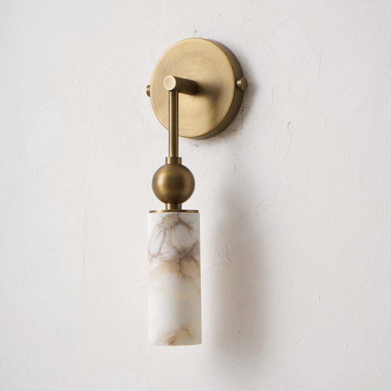 Vintage Wandleuchte mit Vogel aus Messing und Alabaster – Design-Wandlampe für Schlafzimmer, Flur und Wohnzimmer mit E14 Fassung | Restfield