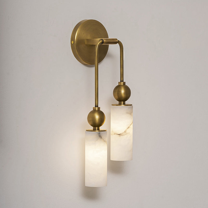 Vintage Wandleuchte mit Vogel aus Messing und Alabaster – Design-Wandlampe für Schlafzimmer, Flur und Wohnzimmer mit E14 Fassung | Restfield