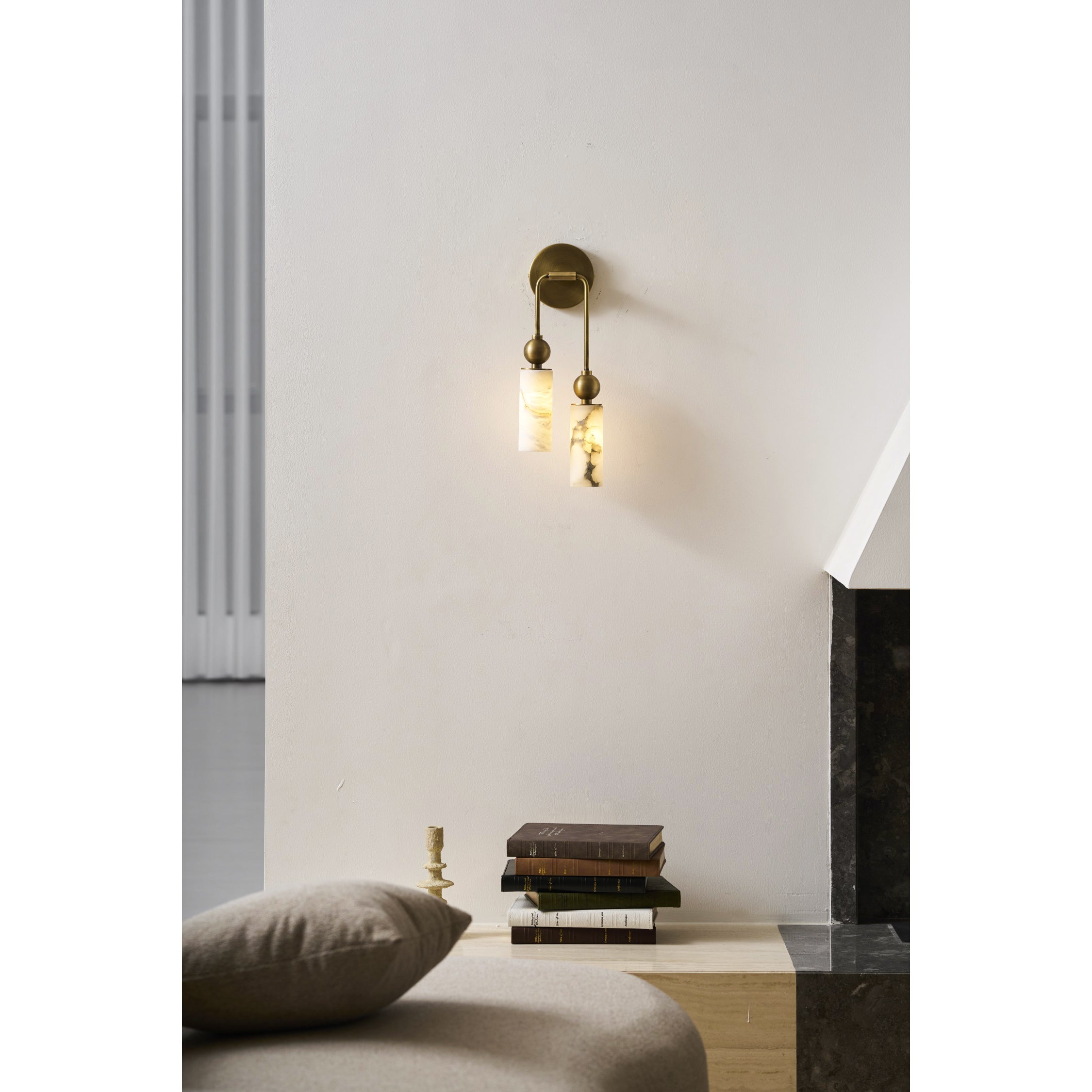 Vintage Wandleuchte mit Vogel aus Messing und Alabaster – Design-Wandlampe für Schlafzimmer, Flur und Wohnzimmer mit E14 Fassung | Restfield