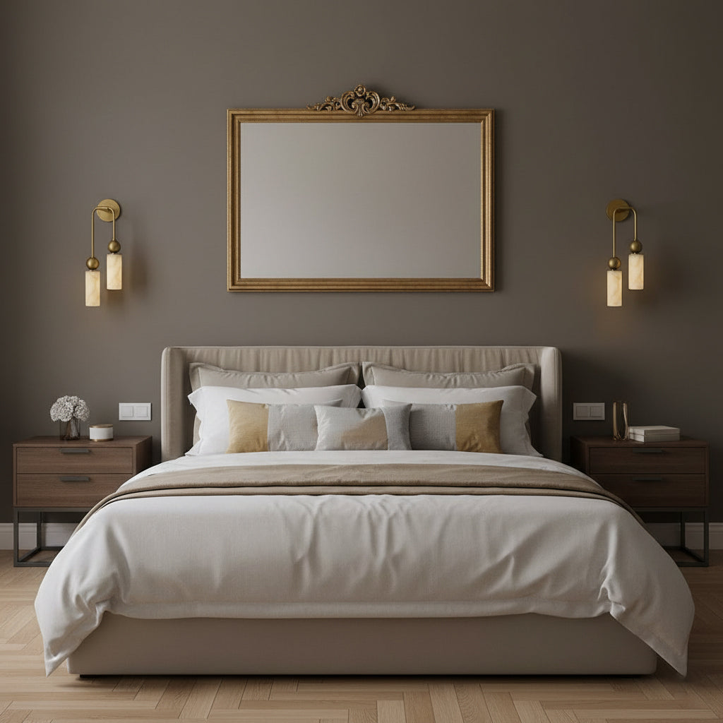 Vintage Wandleuchte mit Vogel aus Messing und Alabaster – Design-Wandlampe für Schlafzimmer, Flur und Wohnzimmer mit E14 Fassung | Restfield