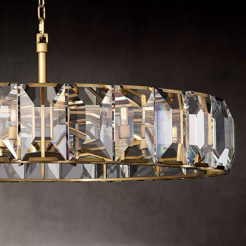Runder Kristallkronleuchter 150 cm – 14 Lichtquellen Glas-Hängeleuchte für Esszimmer Wohnzimmer und Eingangsbereich | Sansoti