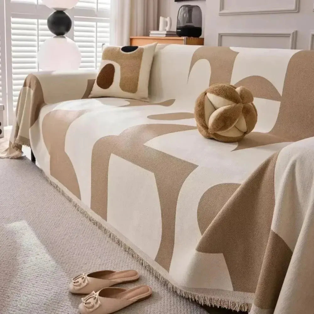 Zachte Chenille Plaid Bankdeken – Geruit Patroon – Lichtgewicht Deken voor Sofa en Slaapkamer | Sansoti