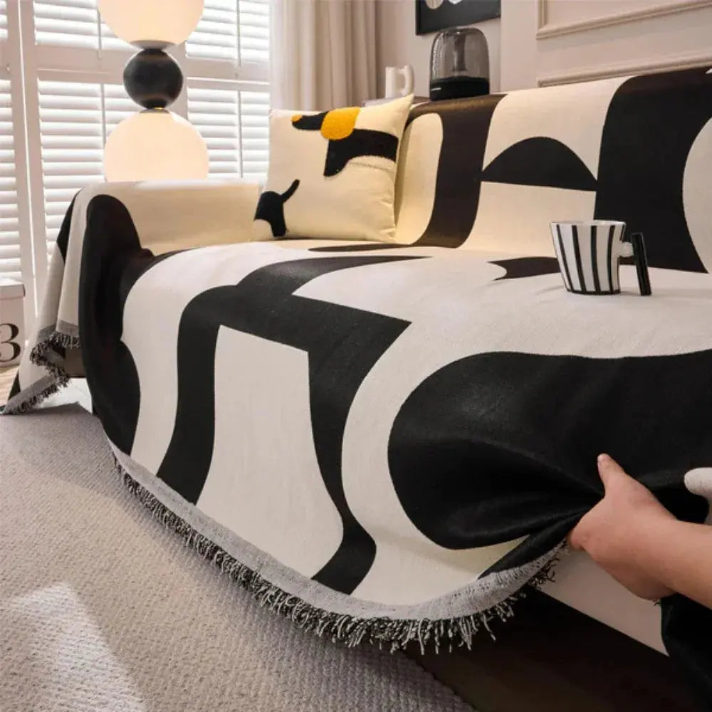 Zachte Chenille Plaid Bankdeken – Geruit Patroon – Lichtgewicht Deken voor Sofa en Slaapkamer | Sansoti