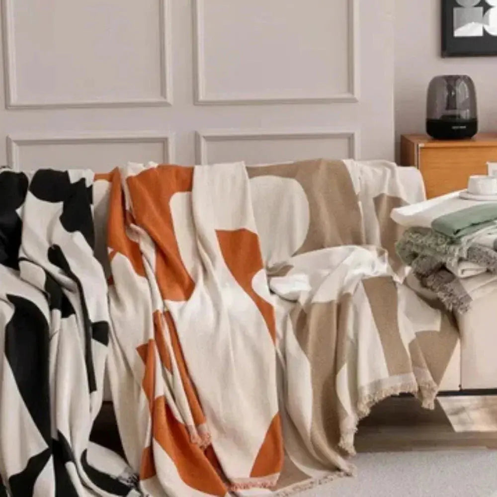 Zachte Chenille Plaid Bankdeken – Geruit Patroon – Lichtgewicht Deken voor Sofa en Slaapkamer | Sansoti
