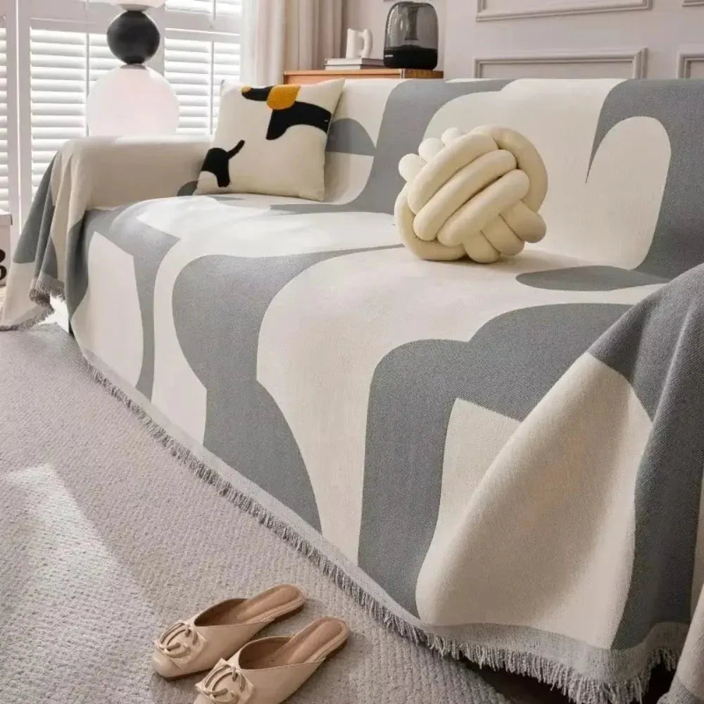 Zachte Chenille Plaid Bankdeken – Geruit Patroon – Lichtgewicht Deken voor Sofa en Slaapkamer | Sansoti