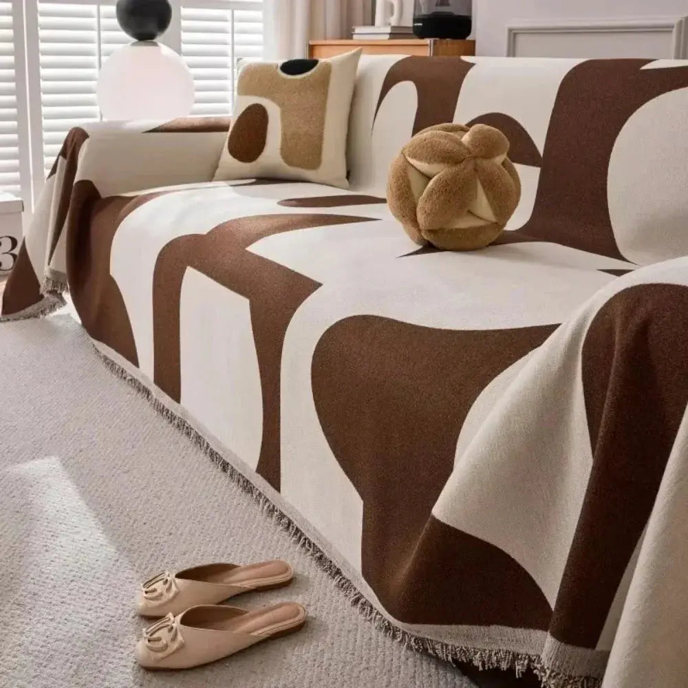 Zachte Chenille Plaid Bankdeken – Geruit Patroon – Lichtgewicht Deken voor Sofa en Slaapkamer | Sansoti