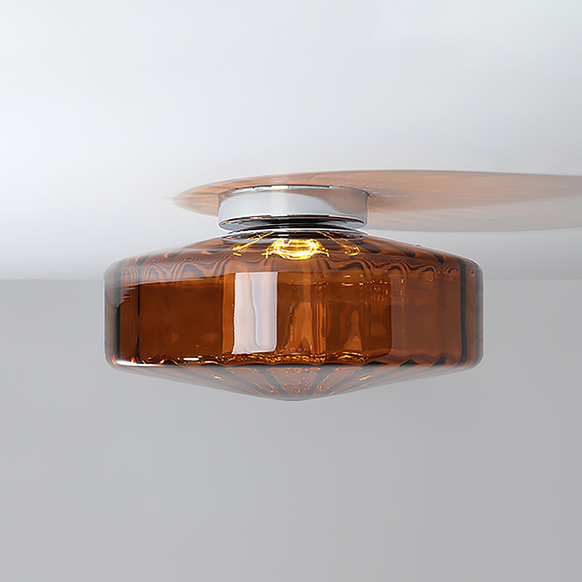 Plafondlamp Geribbeld Glas Chroom Vintage Modern Compacte Verlichting Hal | Sansoti