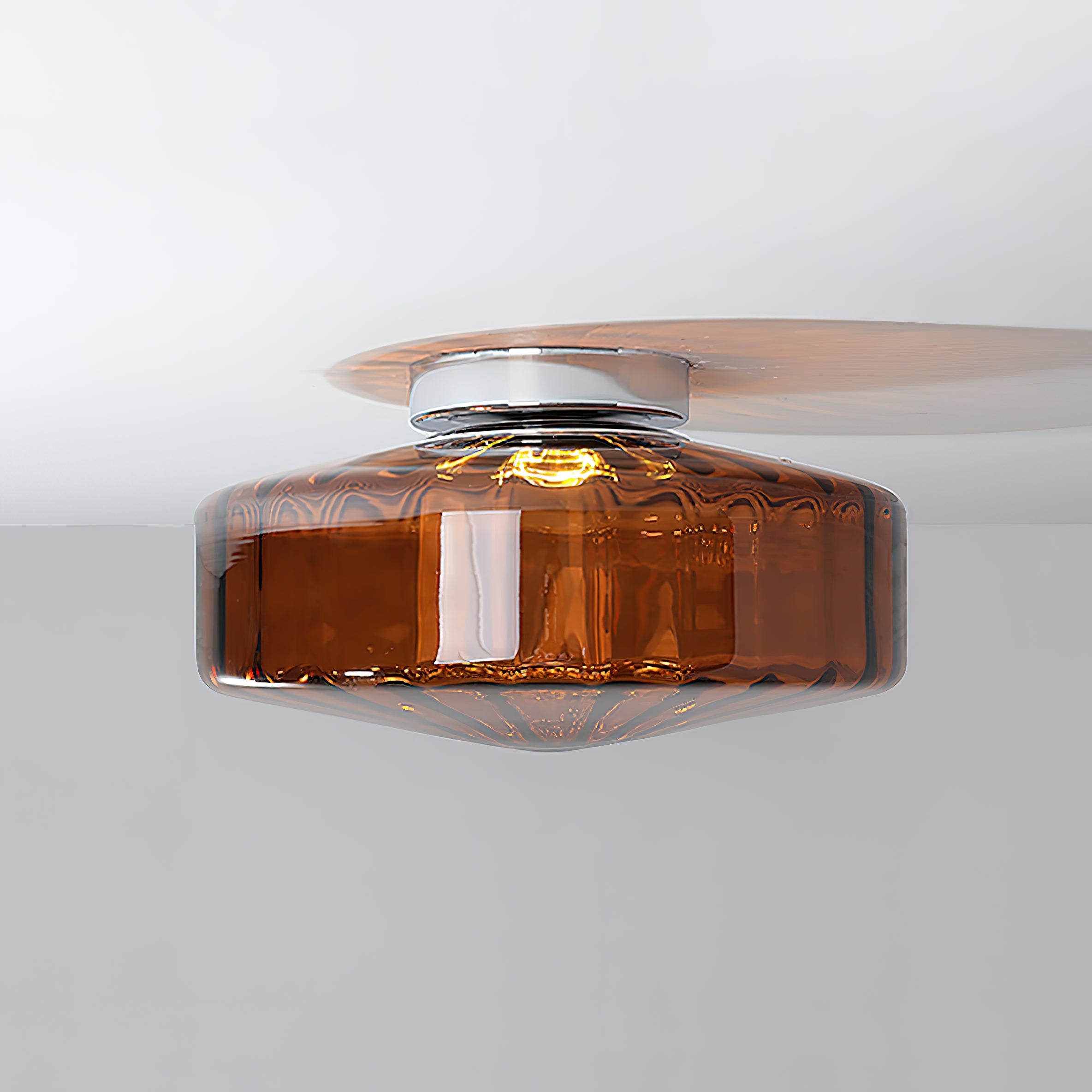 Plafondlamp Geribbeld Glas Chroom Vintage Modern Compacte Verlichting Hal | Sansoti