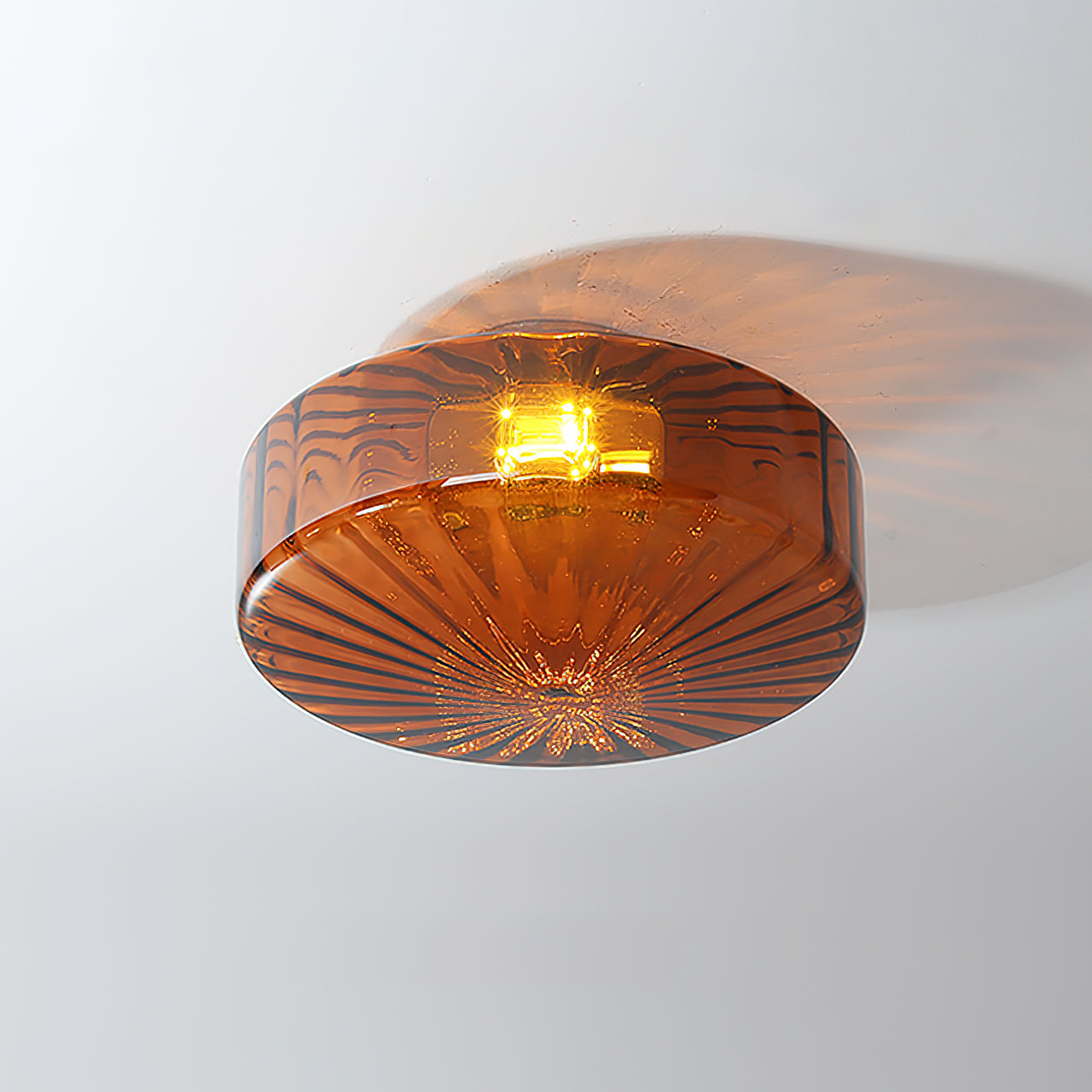 Plafondlamp Geribbeld Glas Chroom Vintage Modern Compacte Verlichting Hal | Sansoti