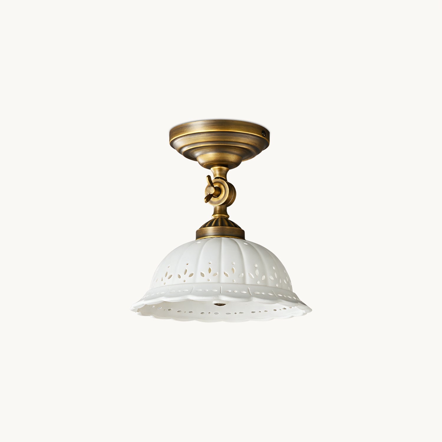 Haylea Plafondlamp Keramiek & Messing – Klassieke Entree Eetkamer Verlichting ø 22 cm | Sansoti