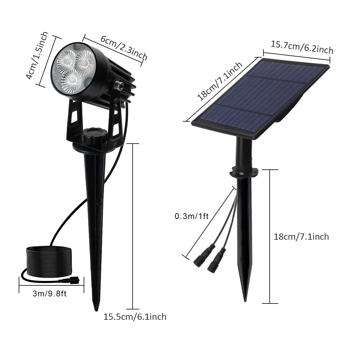 Solar Spotlights Set van 5 Tuinspots met Zonnepaneel Verstelbaar Buitenverlichting Waterdicht IP65 | Sansoti