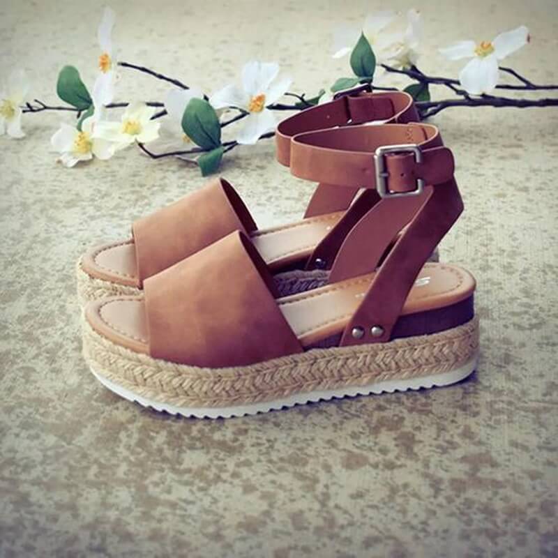 Women's Platform Sandals with Adjustable Ankle Strap | Summer Wedge Shoes with Open Toe for Daily Use | Sansoti