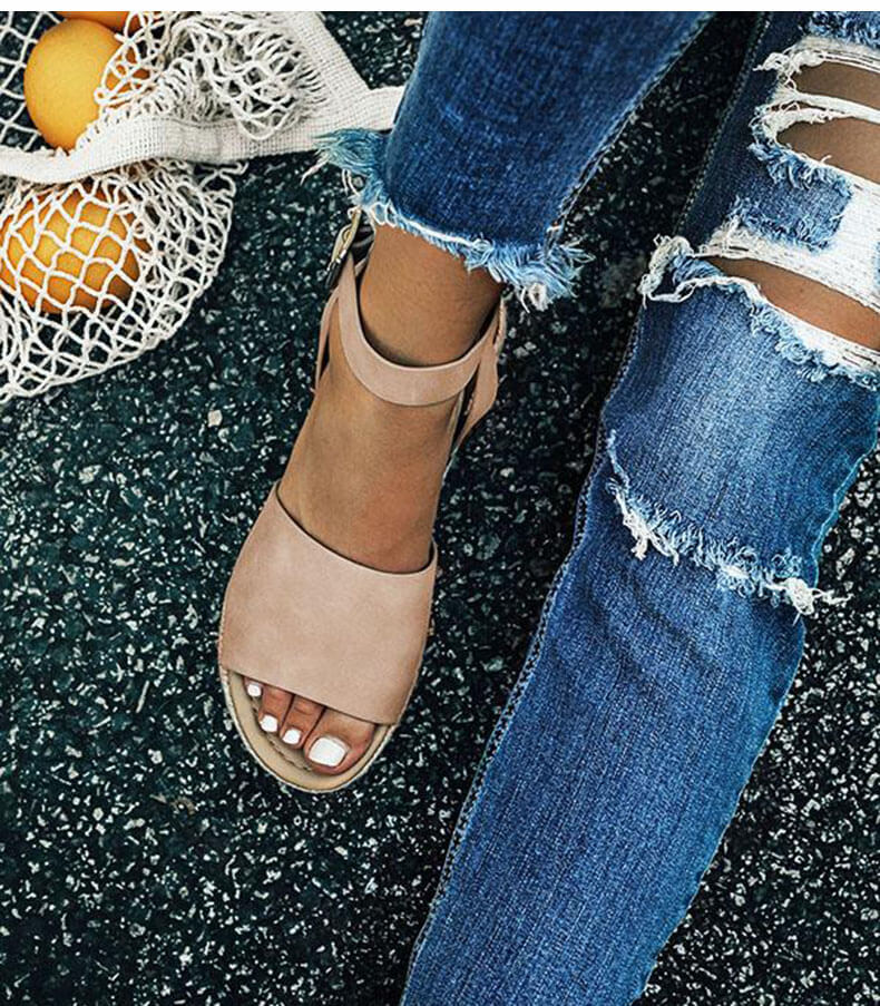 Women's Platform Sandals with Adjustable Ankle Strap | Summer Wedge Shoes with Open Toe for Daily Use | Sansoti