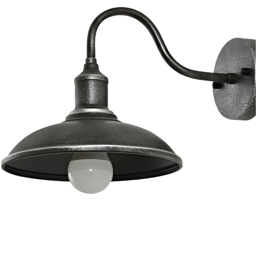 Buitenlamp Wandlamp Industrieel Vintage IJzer Kom Zwart 37cm LED | Sansoti