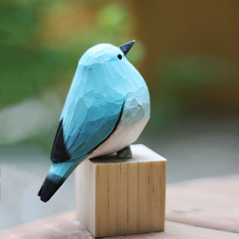 Handgesneden Houten Vogelfiguurtje Scandinavische Stijl Roodborstje Decoratie | Sansoti