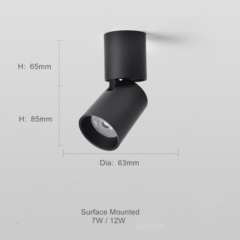 Verstelbare Opbouw Plafondspot Rond LED Dimbaar Zwart Wit Richtbare Downlight Aluminium voor Woonkamer | Sansoti