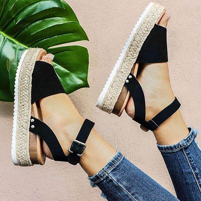 Women's Platform Sandals with Adjustable Ankle Strap | Summer Wedge Shoes with Open Toe for Daily Use | Sansoti