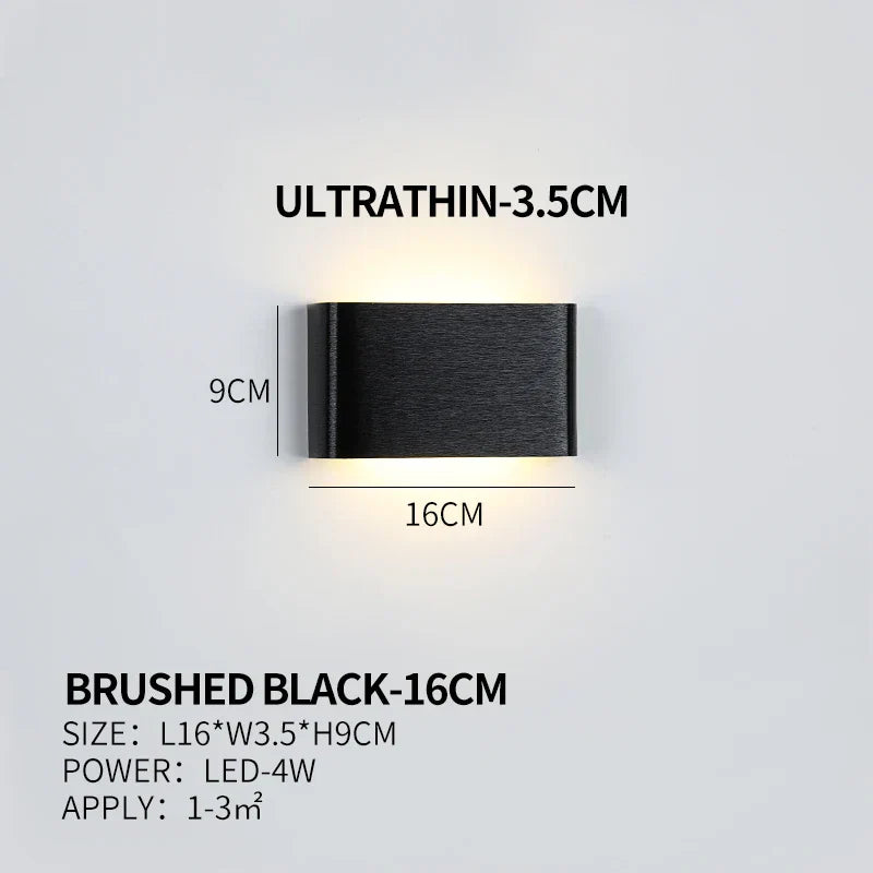 Ultra-dunne design wandlamp APHRODITE — moderne aluminium LED-wandverlichting met acryl kap | Sansoti