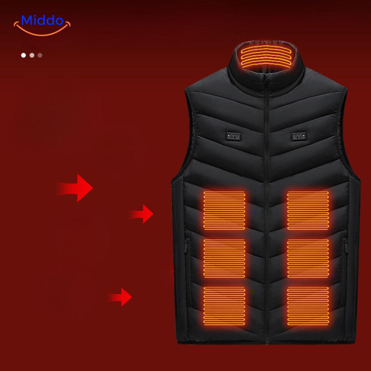 Beheizbare Körperwärmeweste mit USB, 3 Heizstufen, Herren-Outdoorkleidung für Herbst und Winter, Wandern und Camping | Sansoti