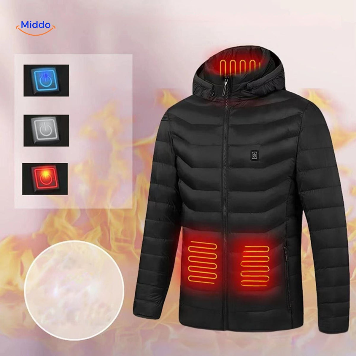 Beheizte Winterjacke mit USB-Anschluss Slim Fit Baumwolle Hochwertiger Komfort Einstellbare Wärmezonen Langlebig | Sansoti